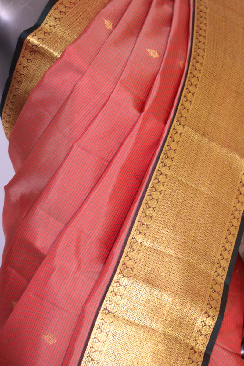 Wedding Veldhari Lines Butta Kanjeevaram Silk Saree AI214522
